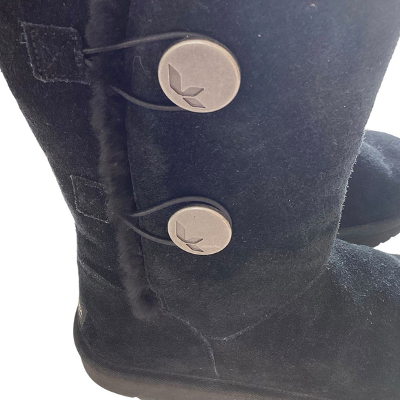 Ugg Koolaburra Boots Women Sz 6 Black Suede Calf High Button Loop Closure NEW - Picture 7 of 9